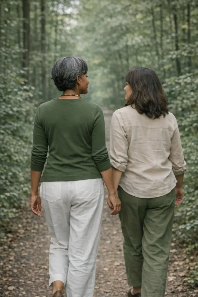 YvonneB walking with a midlife woman on her walk towards herself