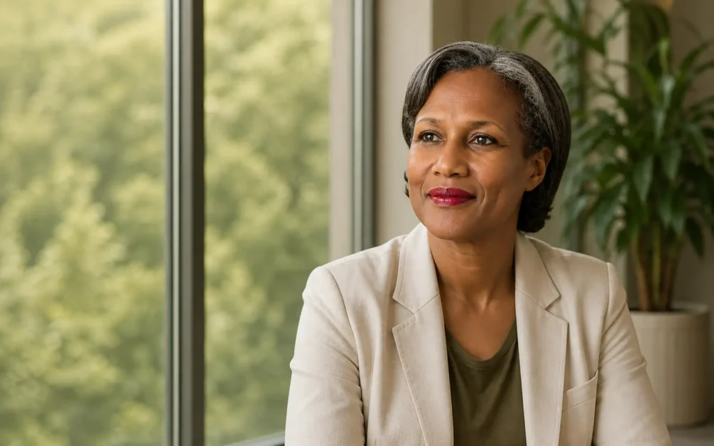 Portrait of leadership facilitator Yvonne representing reflective leadership and decision-making support